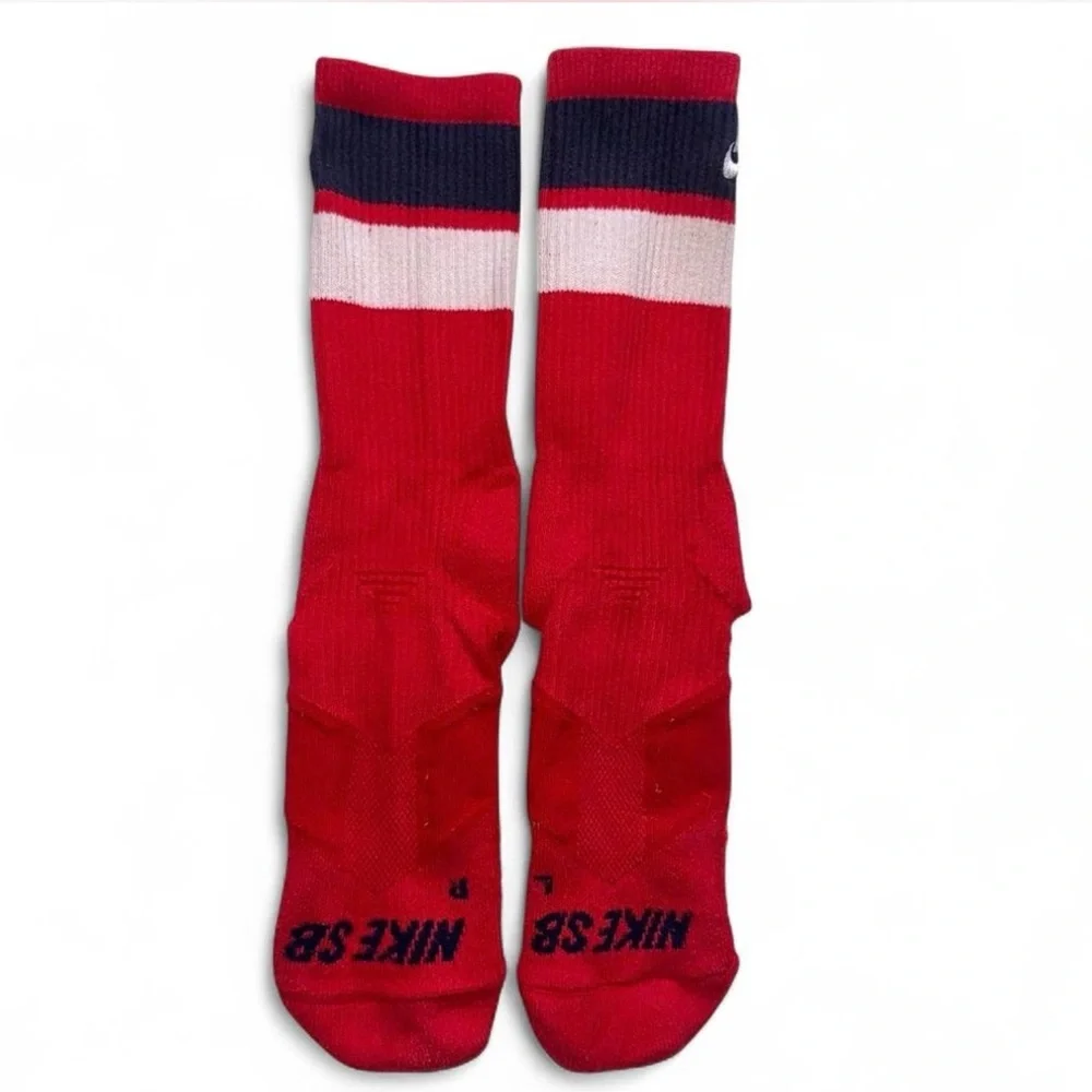 Nike SB Youth Dri-FIT Crew Socks Red Navy White EUC LG
